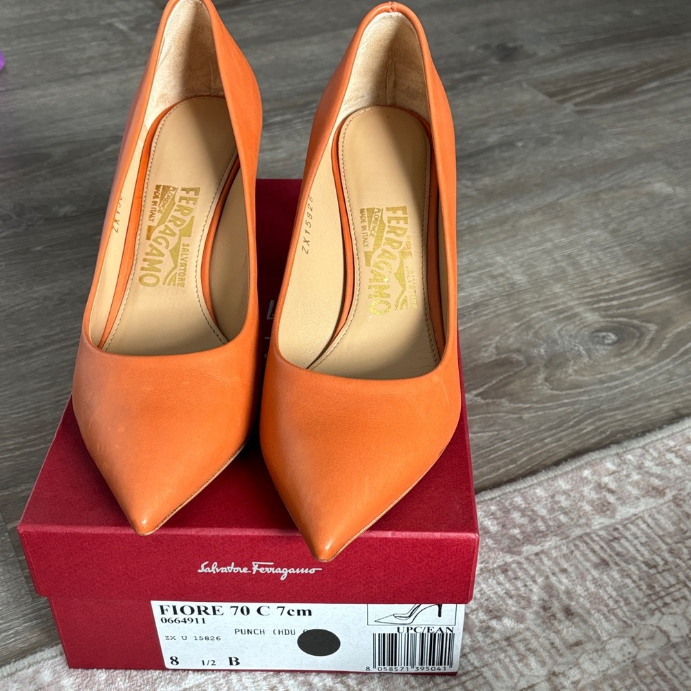 Salvatore Ferragamo Fiery Orange Heels